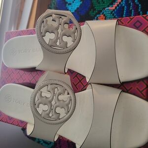 Tory Burch Cream Slide Sandals